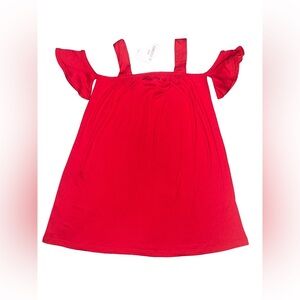 FOREVER 21 GIRLS COLD SHOULDER DRESS - RED SIZE 5/6 (NEW WITH TAGS) A12